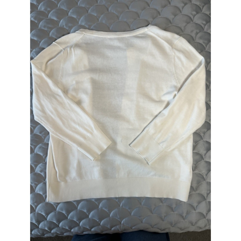 [LOFT] Signature Cardigan in Winter White- 100% Cotton Classic Old Money Medium - Picture 8 of 8